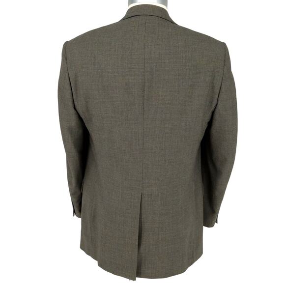 Jos A Bank Sport Coat Mens 42L Green Houndstooth Plaid Wool Jacket Blazer Lined - Picture 2 of 16